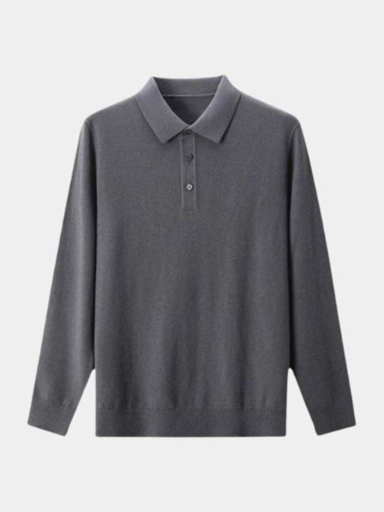Wool Knit Button Up Polo Pullover - Verocci Essentials