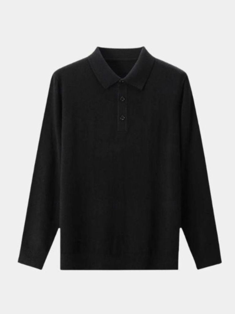 Wool Knit Button Up Polo Pullover - Verocci Essentials