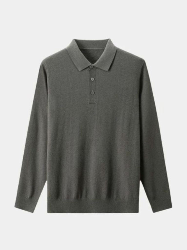 Wool Knit Button Up Polo Pullover - Verocci Essentials