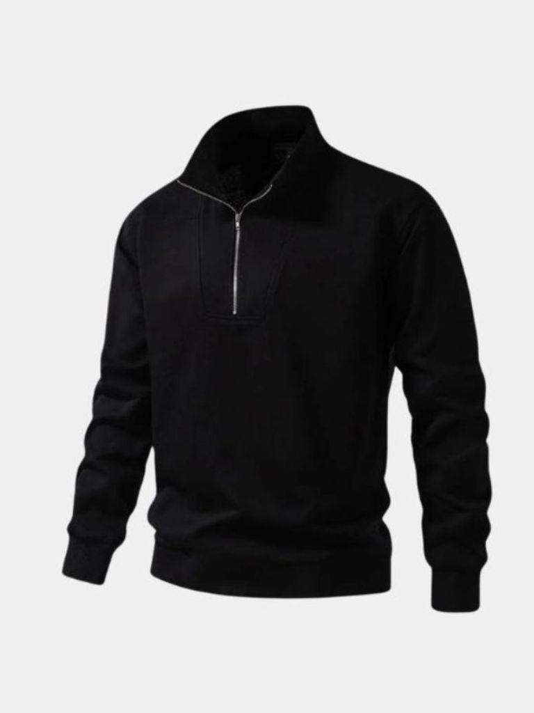 Zip Black Lapel Sports Sweatshirt - Verocci Essentials