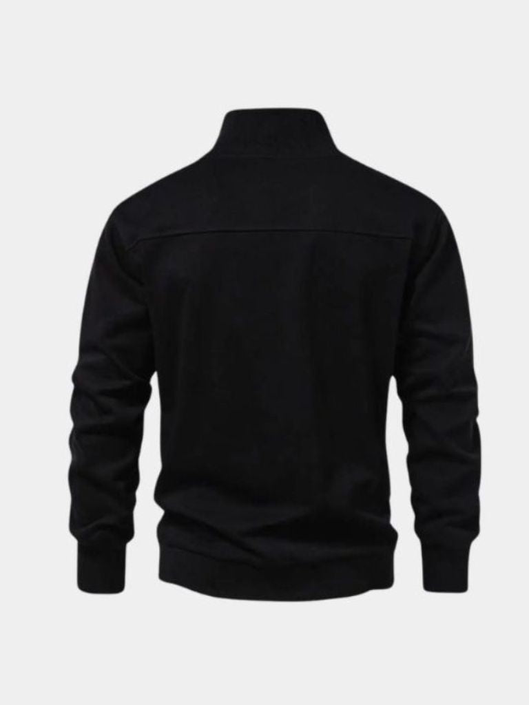 Zip Black Lapel Sports Sweatshirt - Verocci Essentials