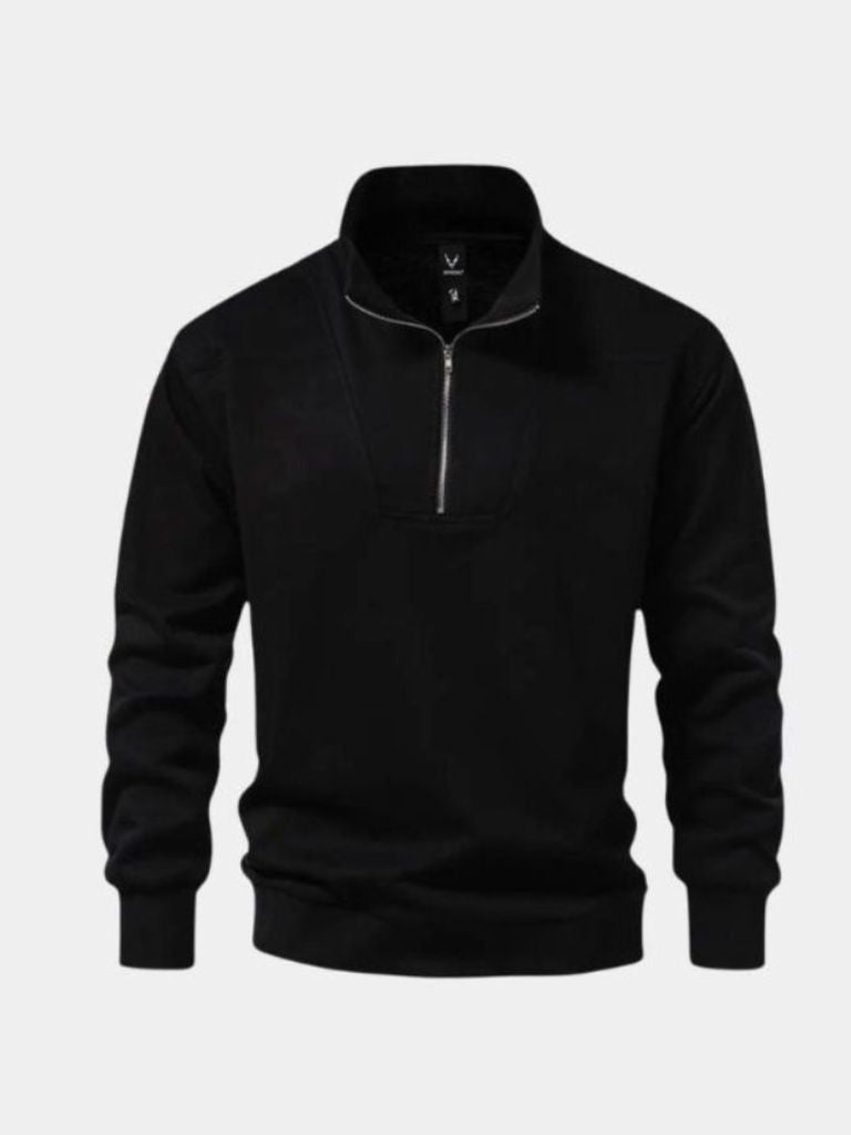 Zip Black Lapel Sports Sweatshirt - Verocci Essentials